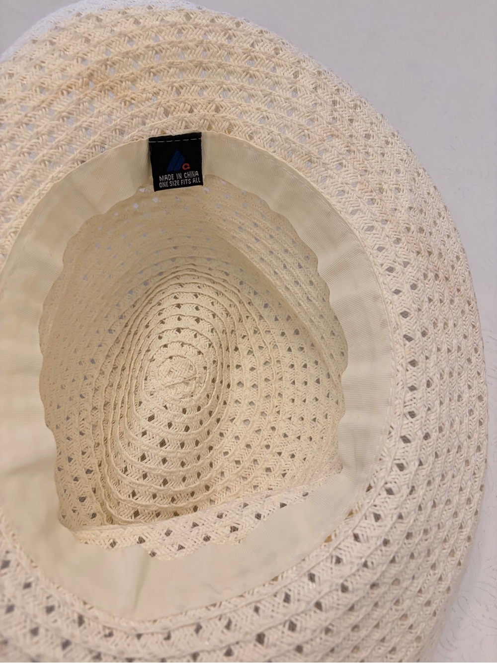 Cream Woven Sun Hat with Breathable Crochet Design